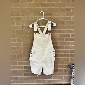 Judy Blue Cream Short Overalls Romper